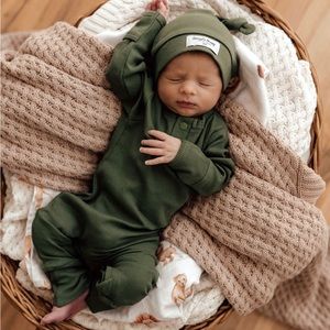 Snuggle Hunny Olive growsuit